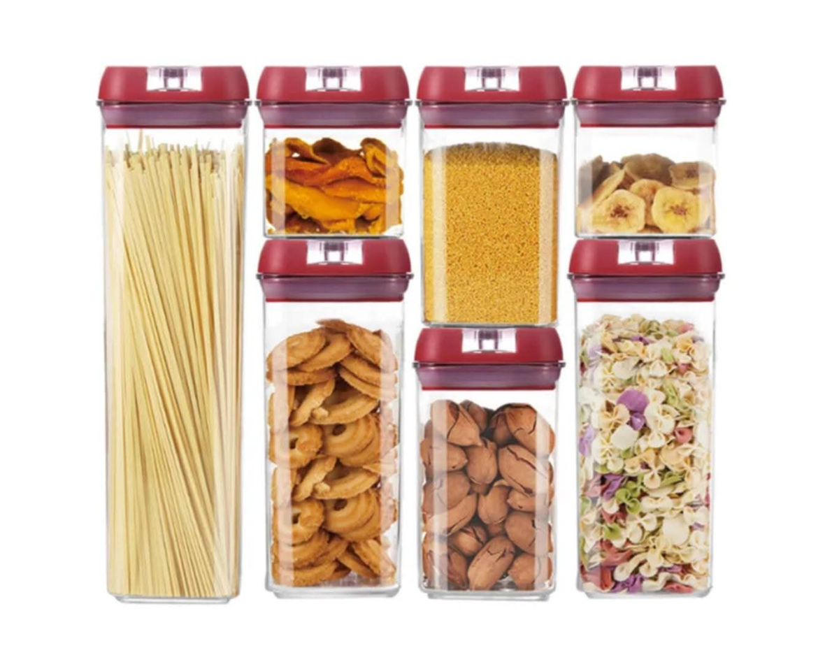 Lot de 7 bocaux avec couvercles pour une cuisine organisée et élégante