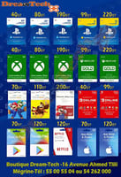 Cartes Cadeaux PSN, Xbox, Google Play & Apple Store à Djibouti