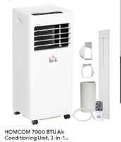 HOMCOM Climatiseur portable 3en1, 7000 BTU, 1000 Watts