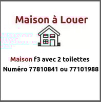 Maison F3 à cité progré avec 2 toilettes à louer