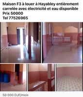 Maison F3 avec eau et électricité à Hayabley