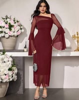 Robe bordeaux longue en tulle