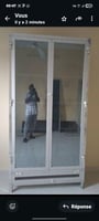 Armoire en aluminium double porte vitrée - Grande capacité de rangement