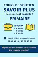 Soutien scolaire pour enfants du primaire à côté de la mosquée Nourani