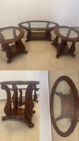 Lot de 3 tables basses en verre et bois pour salon