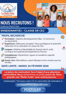Enseignant(e) CE2 pour l'&eacute;cole Les Petits Fut&eacute;s - Postulez maintenant !