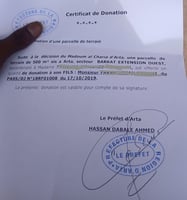 Terrain 500m² avec titre de donation à Arta (Barkhat Gourad)