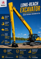 Excavatrice longue portée SANY SY215C LR – 28,6 T