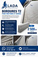 Bordures T2 pour trottoirs et voiries, fabrication et pose professionnelle