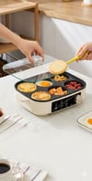 Machine électrique petit-déjeuner beige avec plaque antiadhésive 6 empreintes