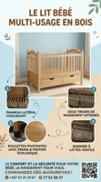 Lit bébé en bois massif avec tiroirs et roulettes pratiques