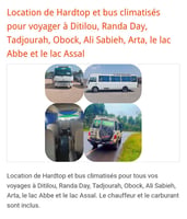 Location voitures Hardtop et bus climatisé pour voyages