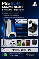 Console PS5 Slim avec 3 manettes et jeux inclus comme neuve