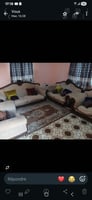 Salon complet beige et brun avec 6 coussins décoratifs