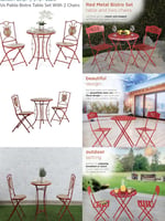 Ensemble bistrot vintage 2 chaises et table pliable en céramique