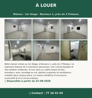 Appartement F3 lumineux avec 3 chambres à Barwaqo 1