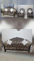 Salon bois massif 3 canapés et 2 fauteuils en bon état
