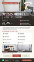 Studio meublé climatisé avec cuisine équipée à Cité Progrès