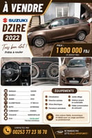 Suzuki Dzire 2022, économique, climatisation, bon état