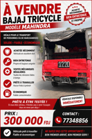 Tricycle Mahindra fiable et économique disponible