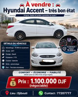 Hyundai Accent 2017, blanche, diesel en bon état