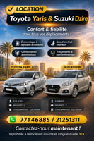 Location de Toyota Yaris et Suzuki Dzire