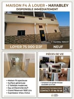 Maison F4 neuve avec terrasse et chambre indépendante à Hayabley