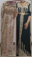 Caftans marocains rose poudré et vert en excellent état