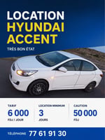 Hyundai Accent blanc en excellent état à louer