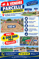 Parcelle 150 m² à Balbala Hayabley proche école et terrain omnisport