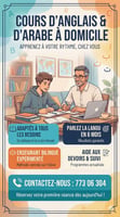 Cours particuliers à domicile en anglais et arabe pour tous niveaux