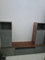Meuble TV design moderne gris anthracite et bois quasi neuf
