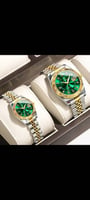 Set de 2 montres couple acier inoxydable bicolore luxe