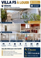 Villa F5 spacieuse avec terrasse et groupe électrogène Héron