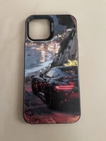 Coque iPhone 12 Pro Max design voiture sportive noire avec strass