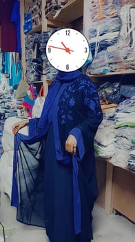 Abaya bleu et gris, taille 56 et 58