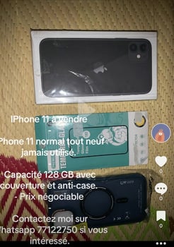 iPhone 11 noir 128GB, jamais utilisé, boîte et accessoires inclus