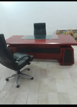 Ensemble de bureau de direction en bois massif avec chaises en cuir