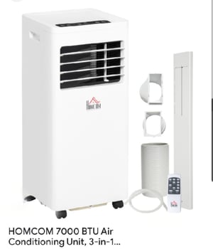 HOMCOM Climatiseur portable 3en1, 7000 BTU, 1000 Watts