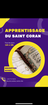 Cours coranique au centre-ville de Djibouti, de 16h à 18h