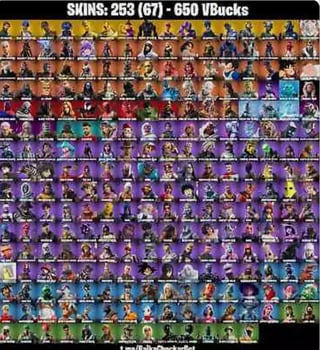 Compte Fortnite avec skins rares et 650 vbucks à vendre