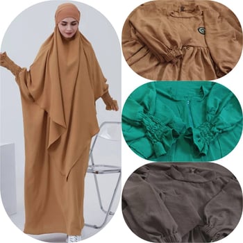 Jilbab fluide avec manches froncées à vendre - Disponible en 3 couleurs