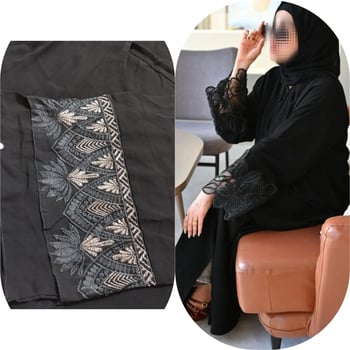 Abaya noire avec détails en dentelle sophistiqués à vendre