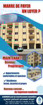 Appartement 4 chambres avec vue sur le golfe de Tadjourah à Hamdani Rawabi شقة 4 غرف في روابي الهمداني، بلبلا