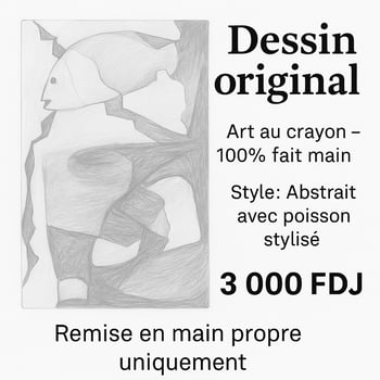 Dessin original abstrait de poisson fait à la main