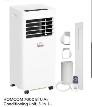 Climatiseur portable HOMCOM 3 en 1, 7000 BTU, 1000 Watts