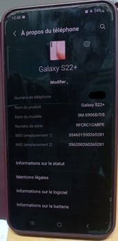 Samsung S22+ en excellent état, prix abordable