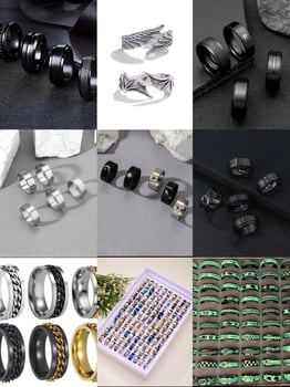 Vente de bagues variées - Stock de 60 pièces disponibles