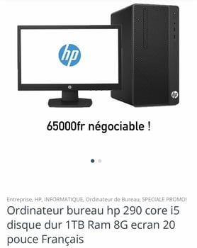 Ordinateur de bureau HP Core i5 neuf à prix attractif
