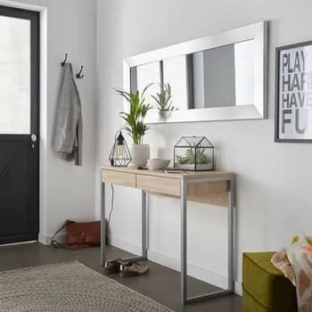 Console dorée avec miroir ovale décoratif